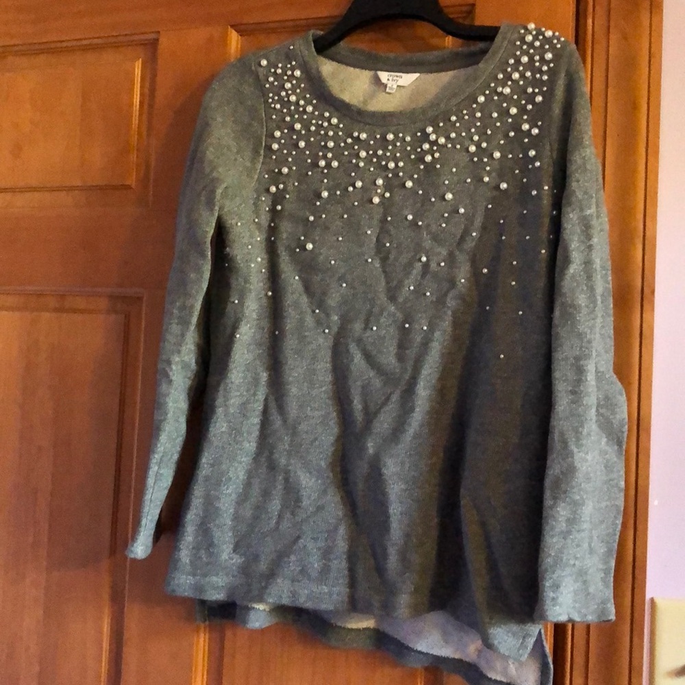 Sweater with pearl embellishments